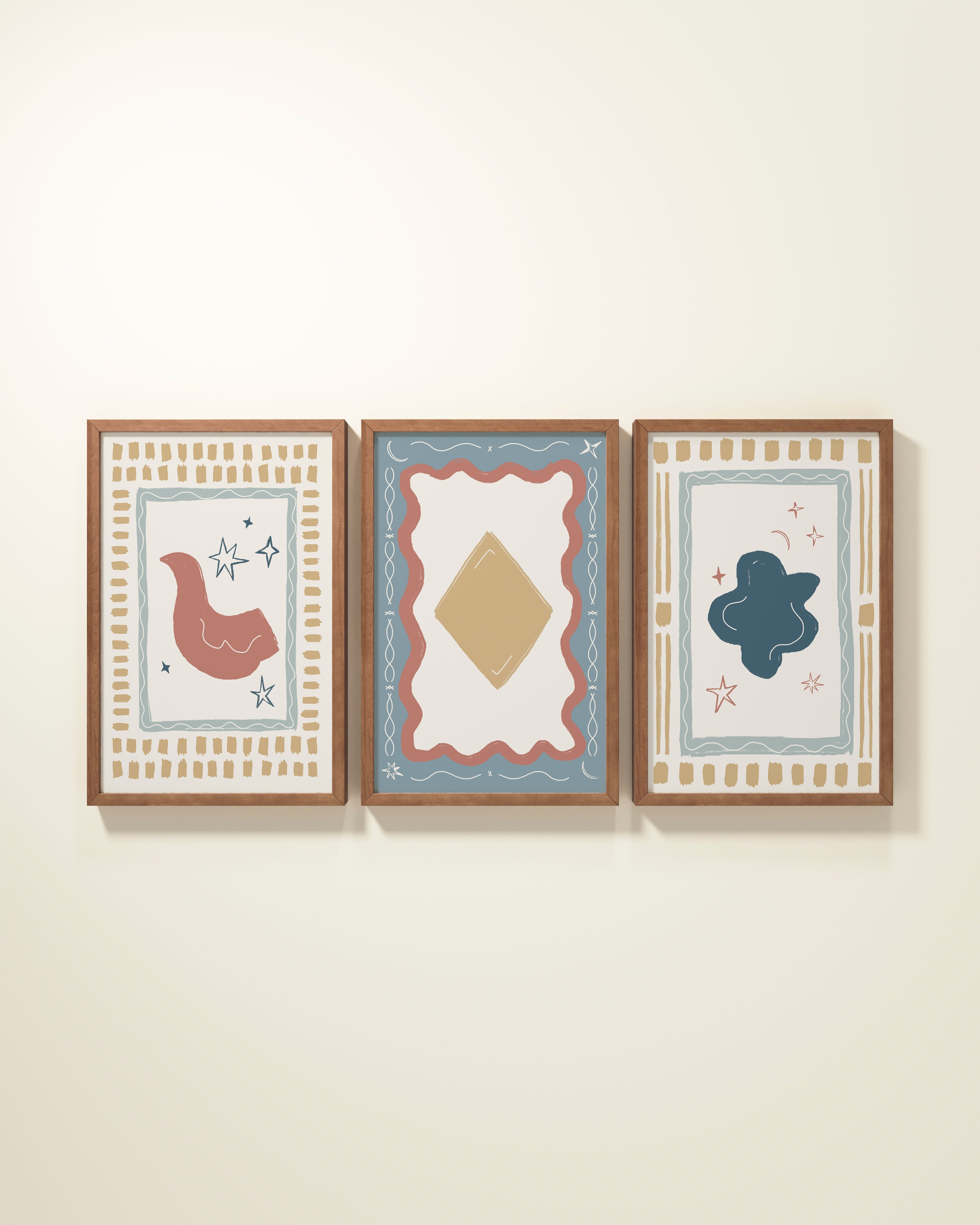 Artist's Apartment Framed Wall Art Set in Bluebell