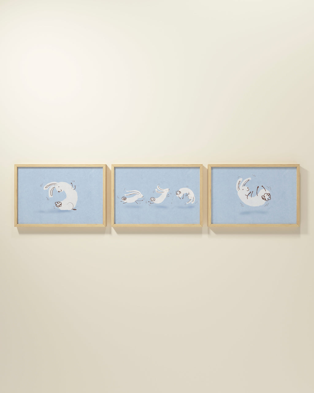Bouncing Bunny Framed Wall Art Set in Blue