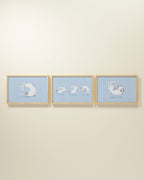Bouncing Bunny Framed Wall Art Set in Blue