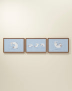 Bouncing Bunny Framed Wall Art Set in Blue