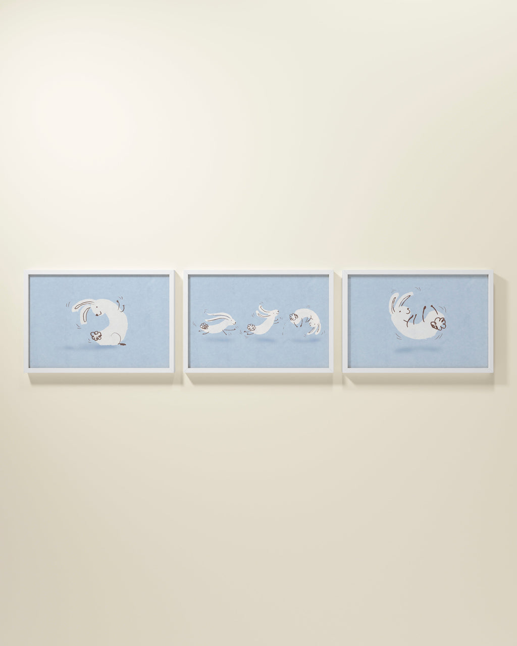 Bouncing Bunny Framed Wall Art Set in Blue