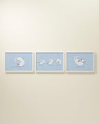 Bouncing Bunny Framed Wall Art Set in Blue