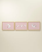 Bouncing Bunny Framed Wall Art Set in Rose