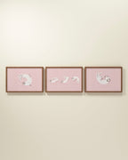 Bouncing Bunny Framed Wall Art Set in Rose