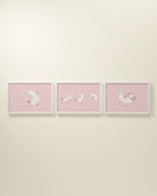 Bouncing Bunny Framed Wall Art Set in Rose
