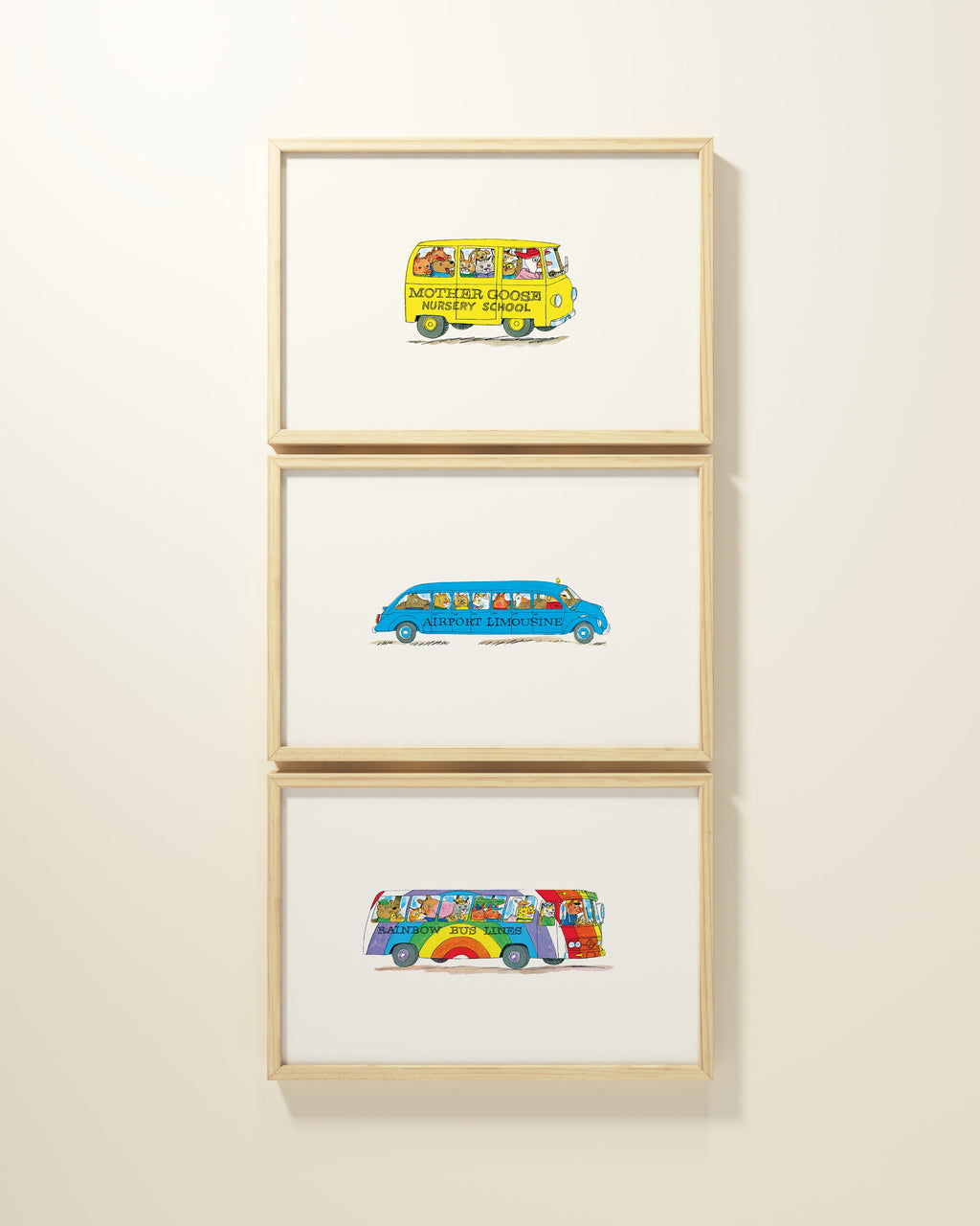 Busytown Buses Framed Wall Art Set | Richard Scarry x Nestig