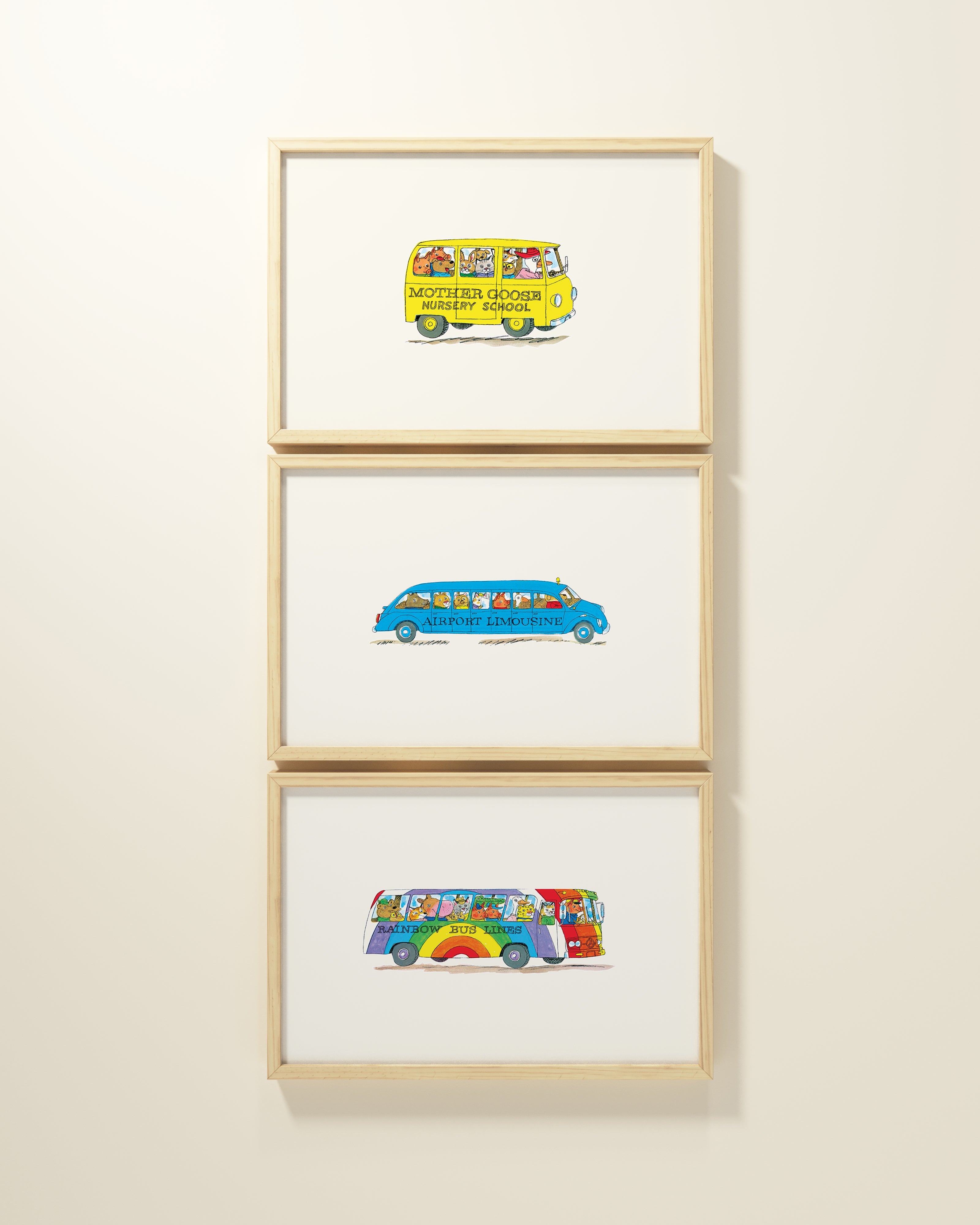Busytown Buses Framed Wall Art Set | Richard Scarry x Nestig