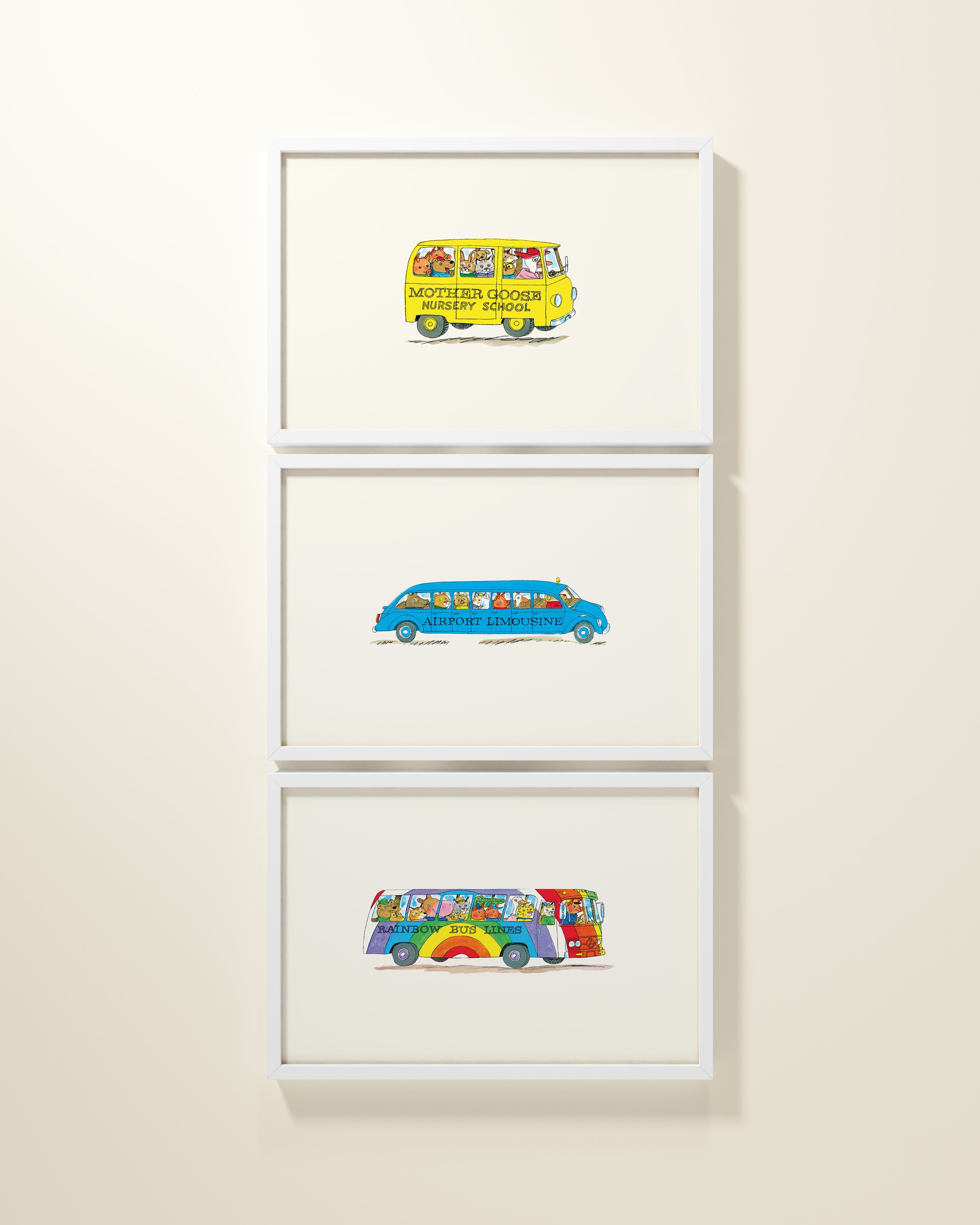 Busytown Buses Framed Wall Art Set | Richard Scarry x Nestig