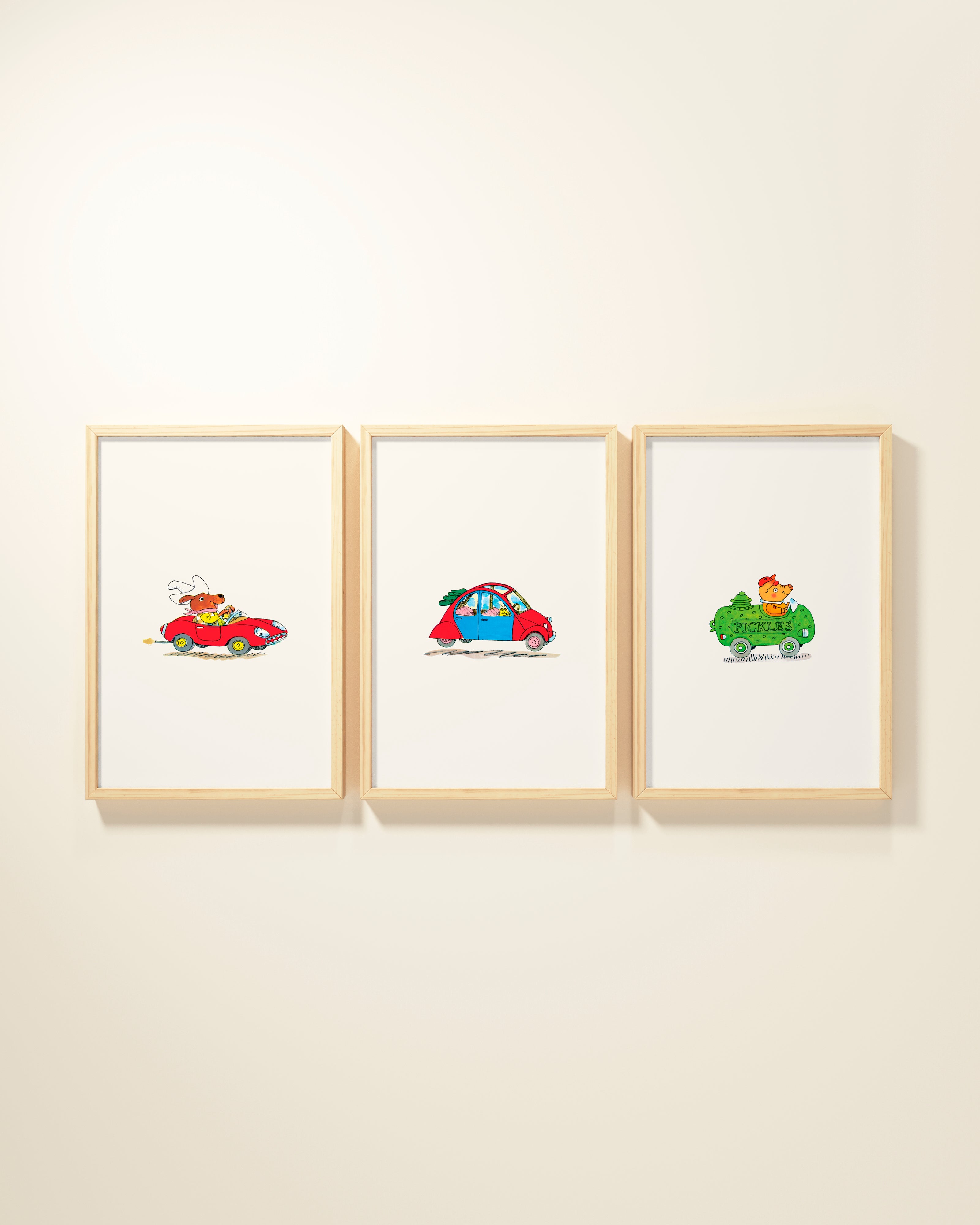 Busytown Cars Framed Wall Art Set | Richard Scarry x Nestig