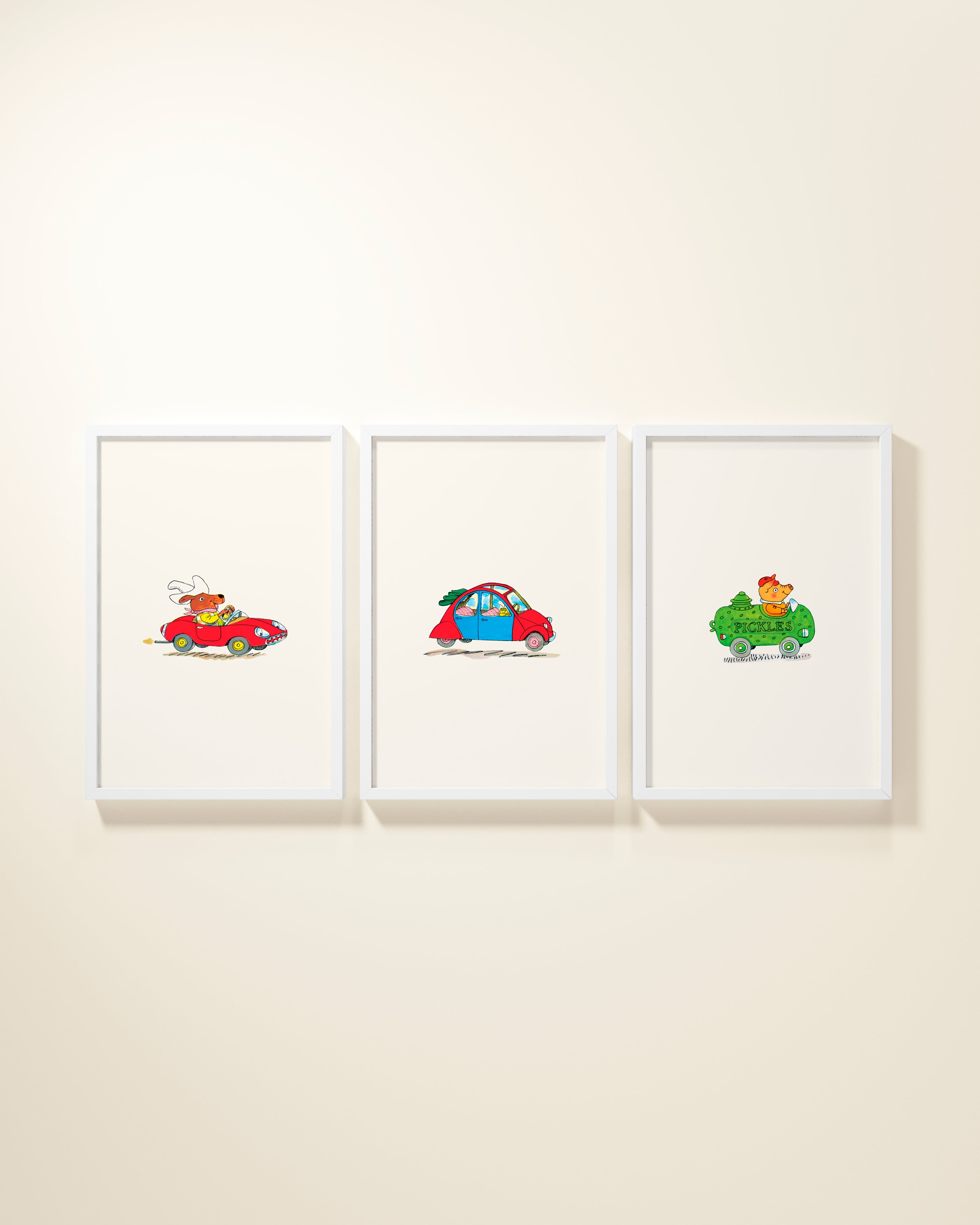 Busytown Cars Framed Wall Art Set | Richard Scarry x Nestig