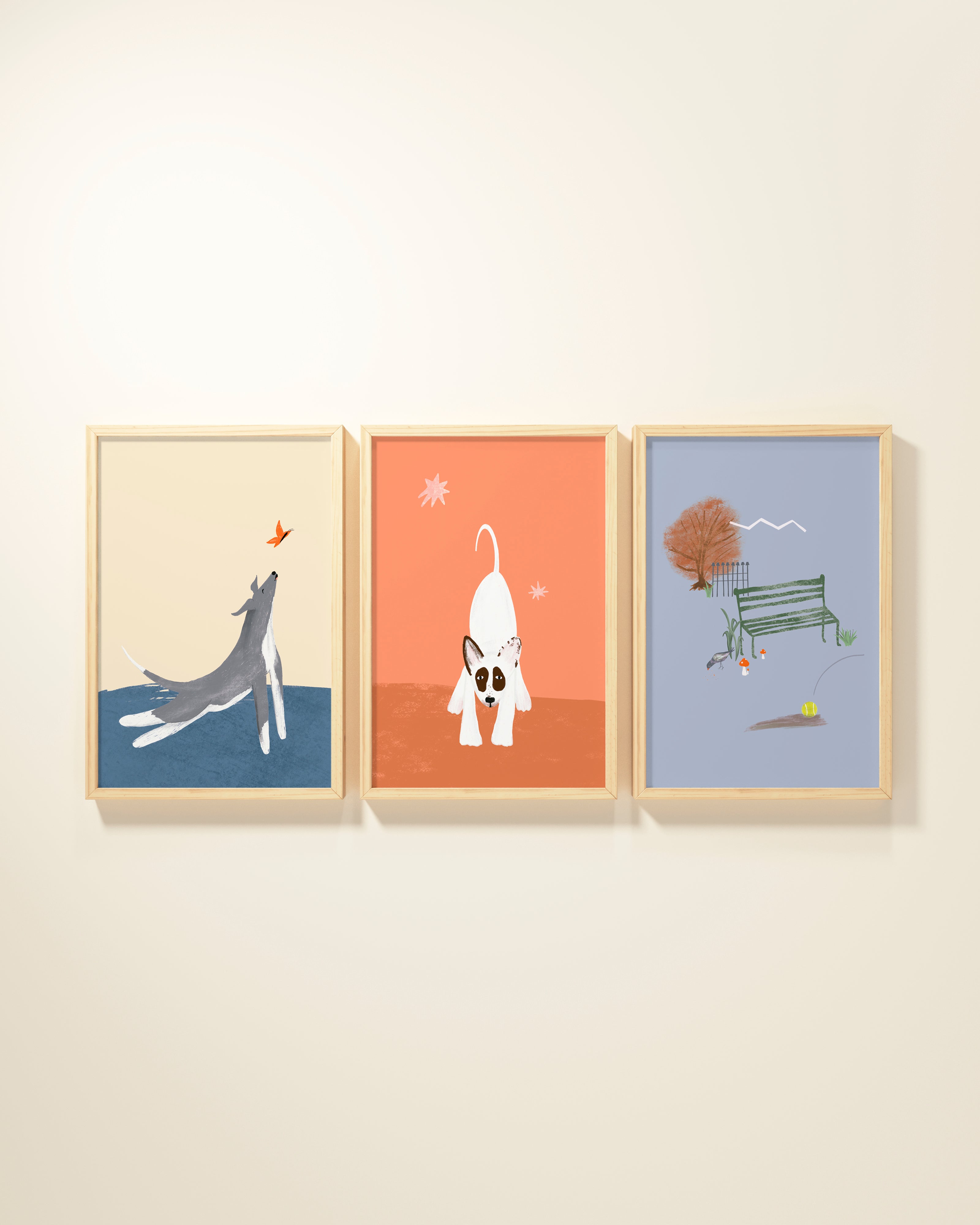Central Park Dogs Framed Wall Art Set
