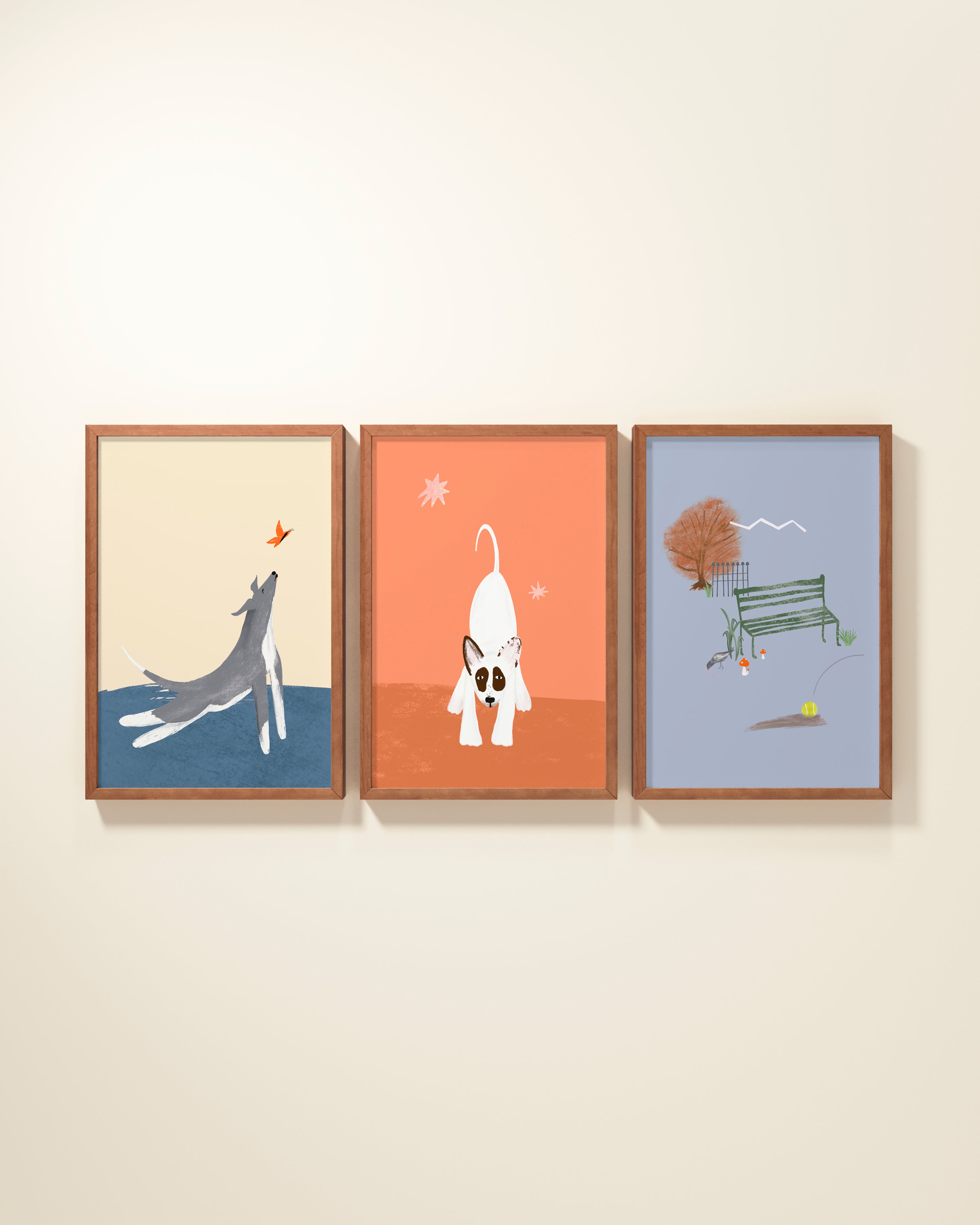 Central Park Dogs Framed Wall Art Set