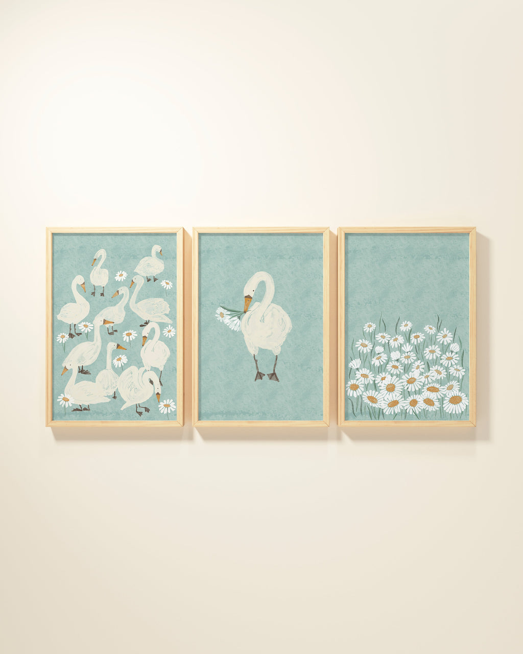 Several Swans Framed Wall Art Set in Mist
