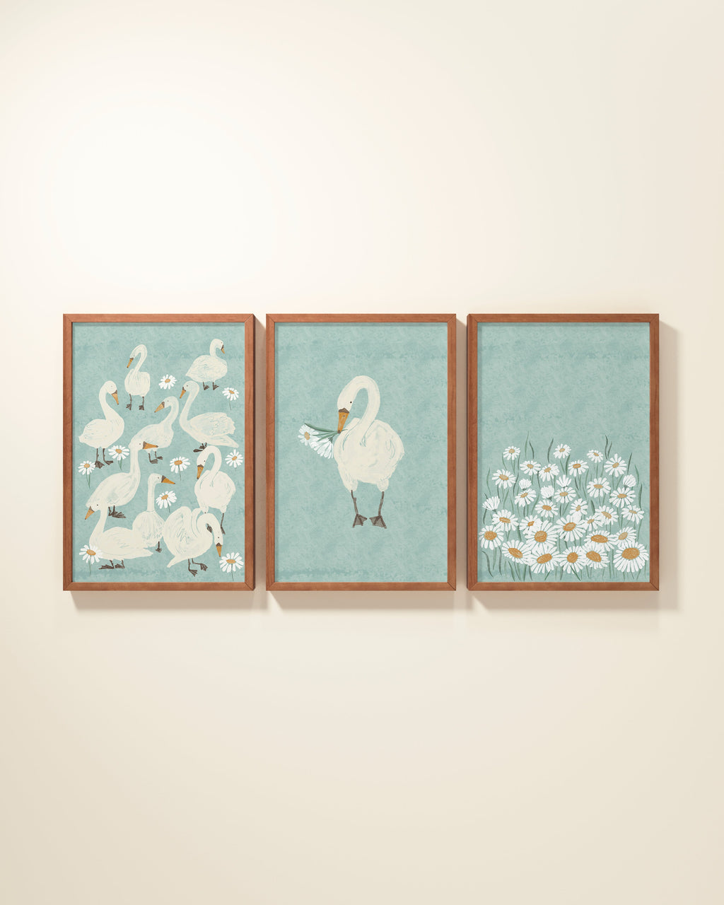 Several Swans Framed Wall Art Set in Mist