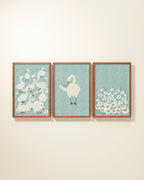 Several Swans Framed Wall Art Set in Mist